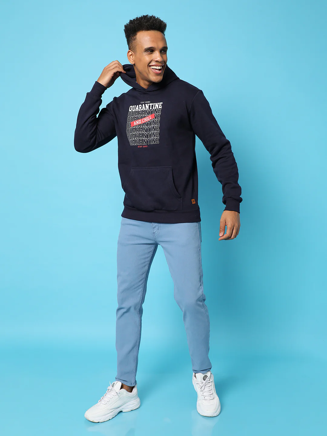 Typography Print Hoodie With Kangaroo Pocket - Image 6