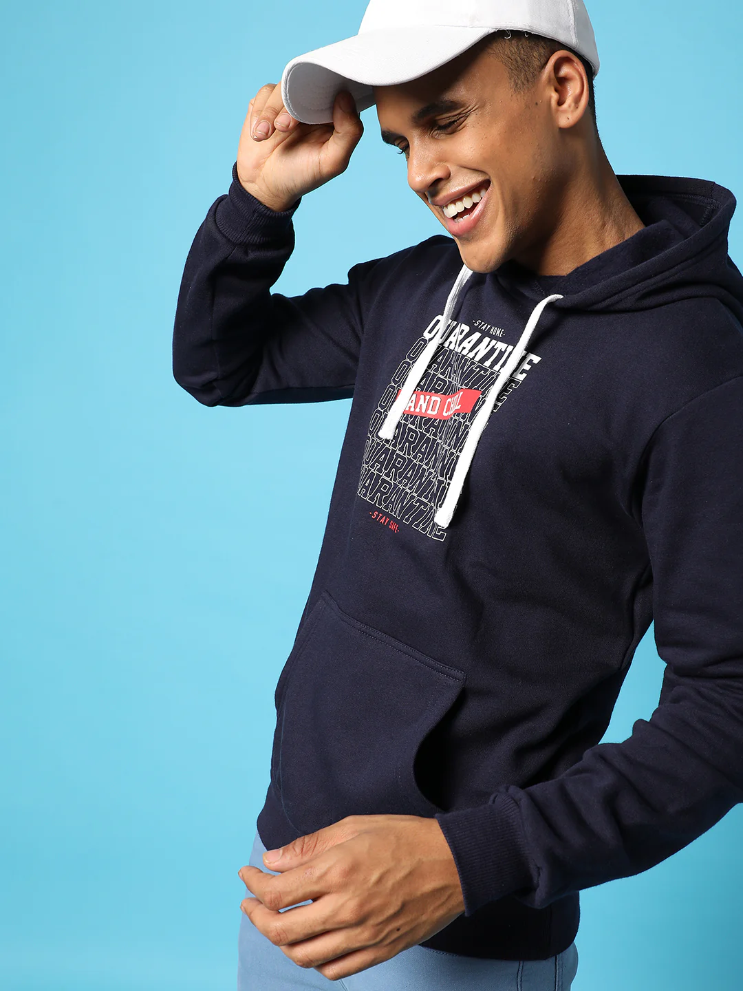 Typography Print Hoodie With Kangaroo Pocket - Image 8