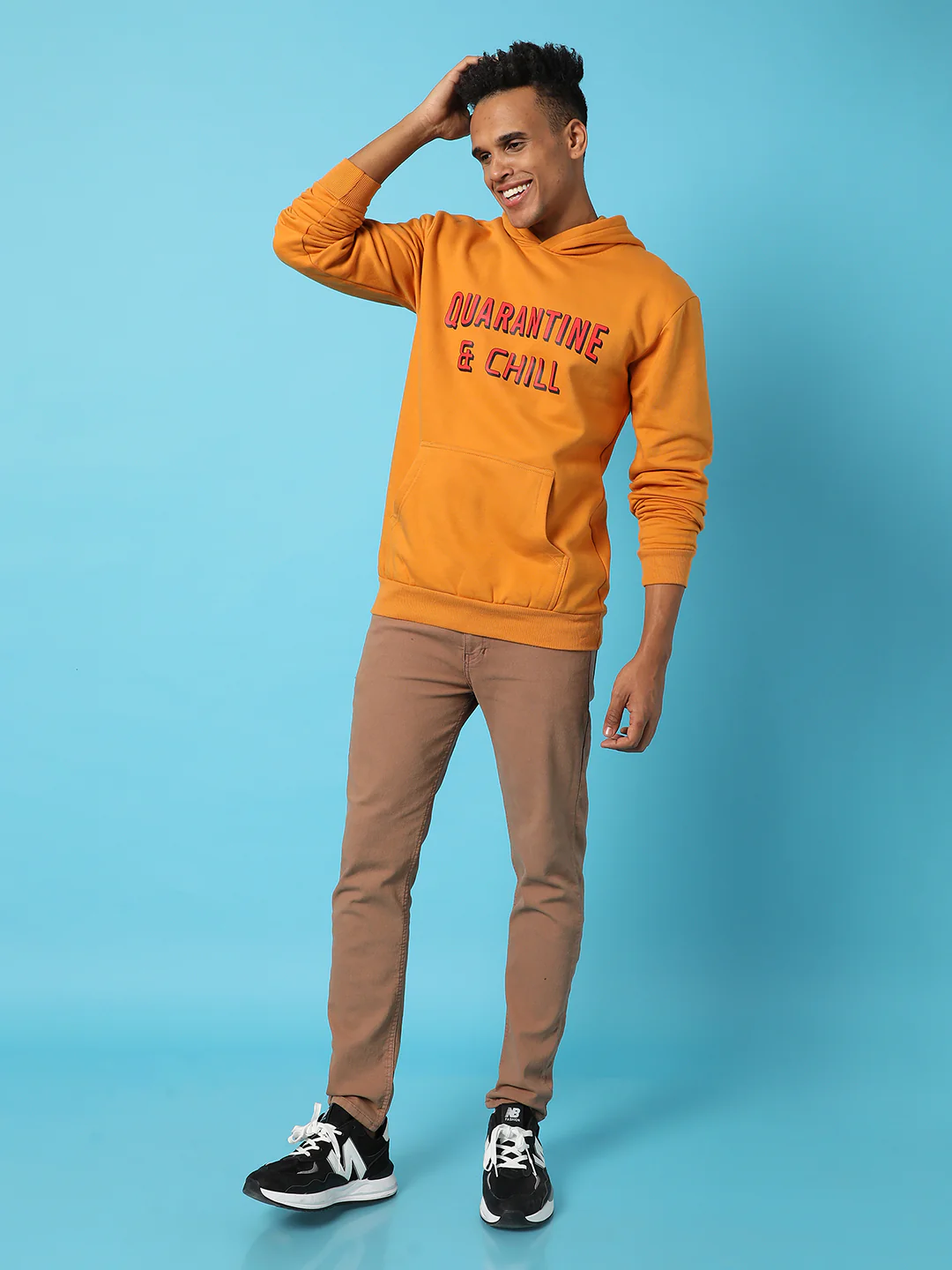 Typography Print Hoodie With Kangaroo Pocket - Image 6