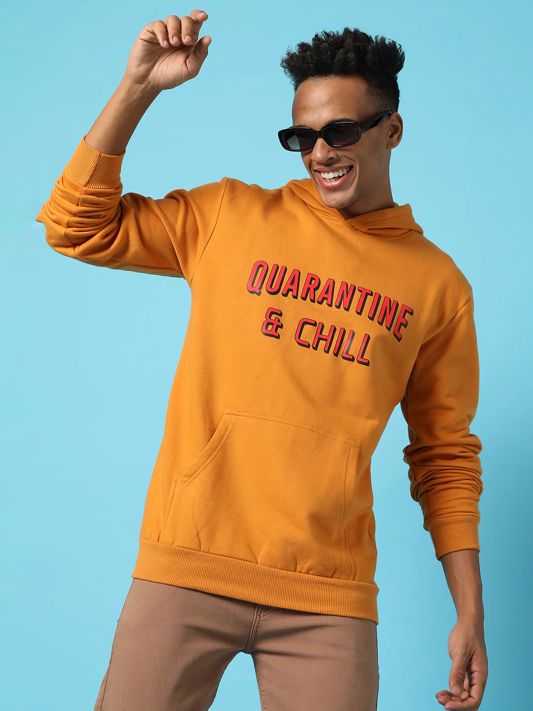 Typography Print Hoodie With Kangaroo Pocket - Image 8