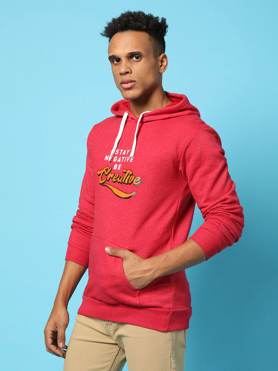 Typography Print Hoodie With Kangaroo Pocket - Image 3
