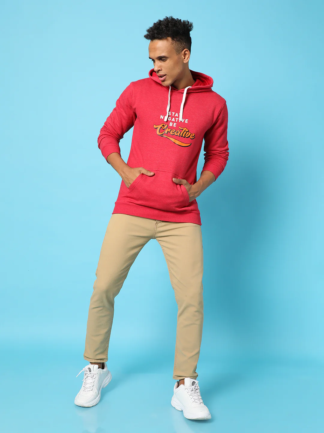 Typography Print Hoodie With Kangaroo Pocket - Image 6