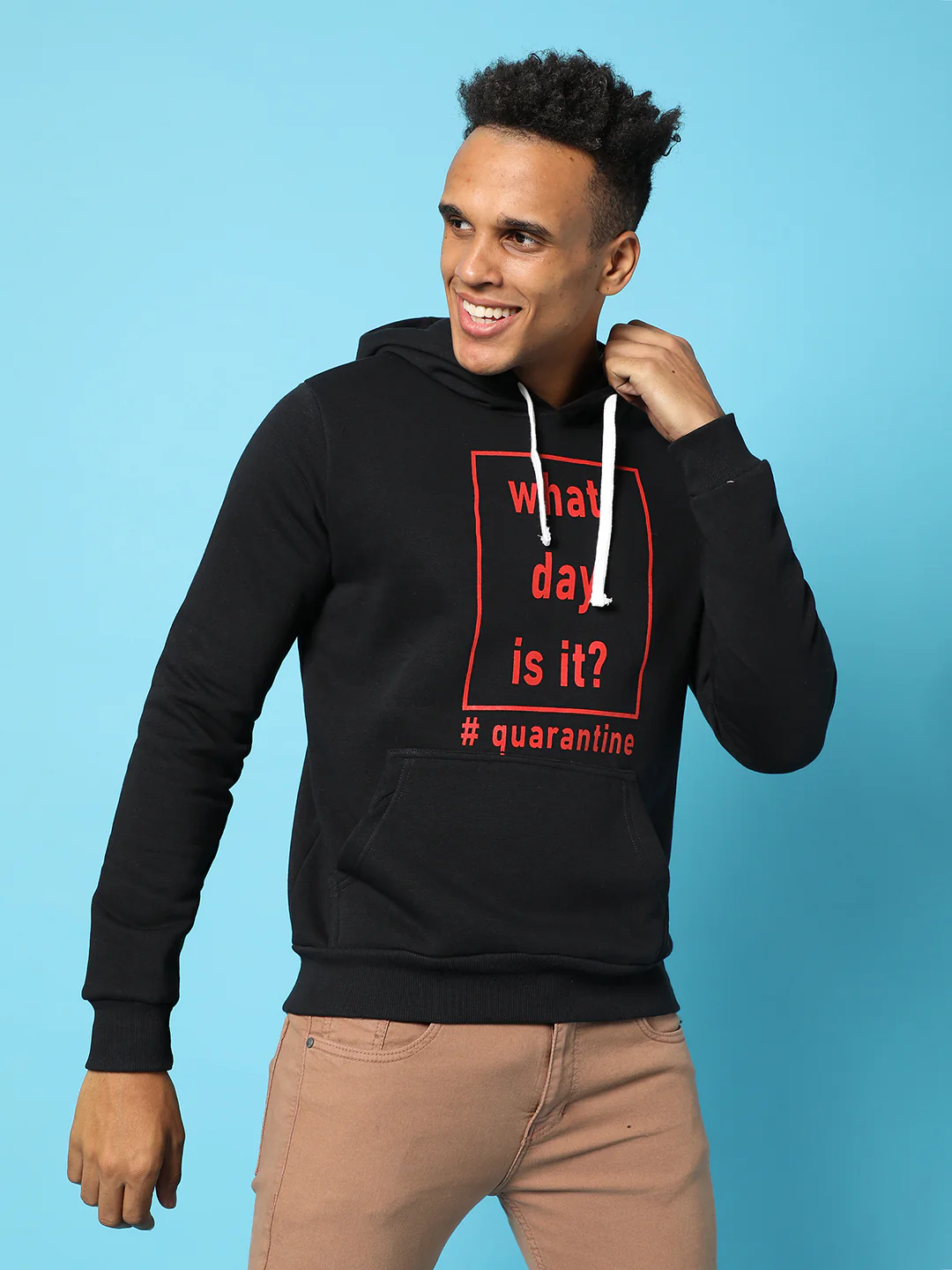 Typography Print Hoodie With Kangaroo Pocket - Image 2