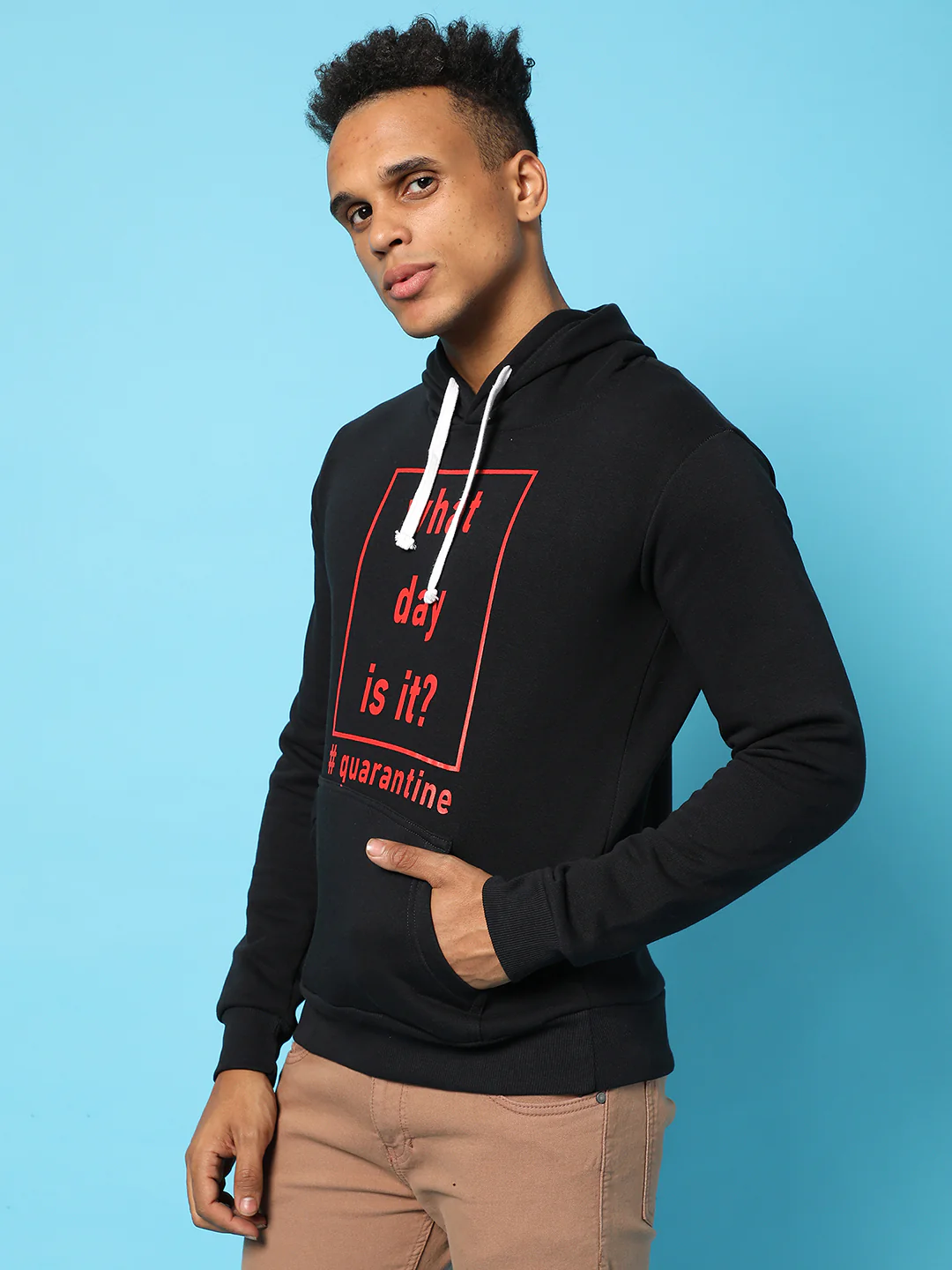 Typography Print Hoodie With Kangaroo Pocket - Image 3
