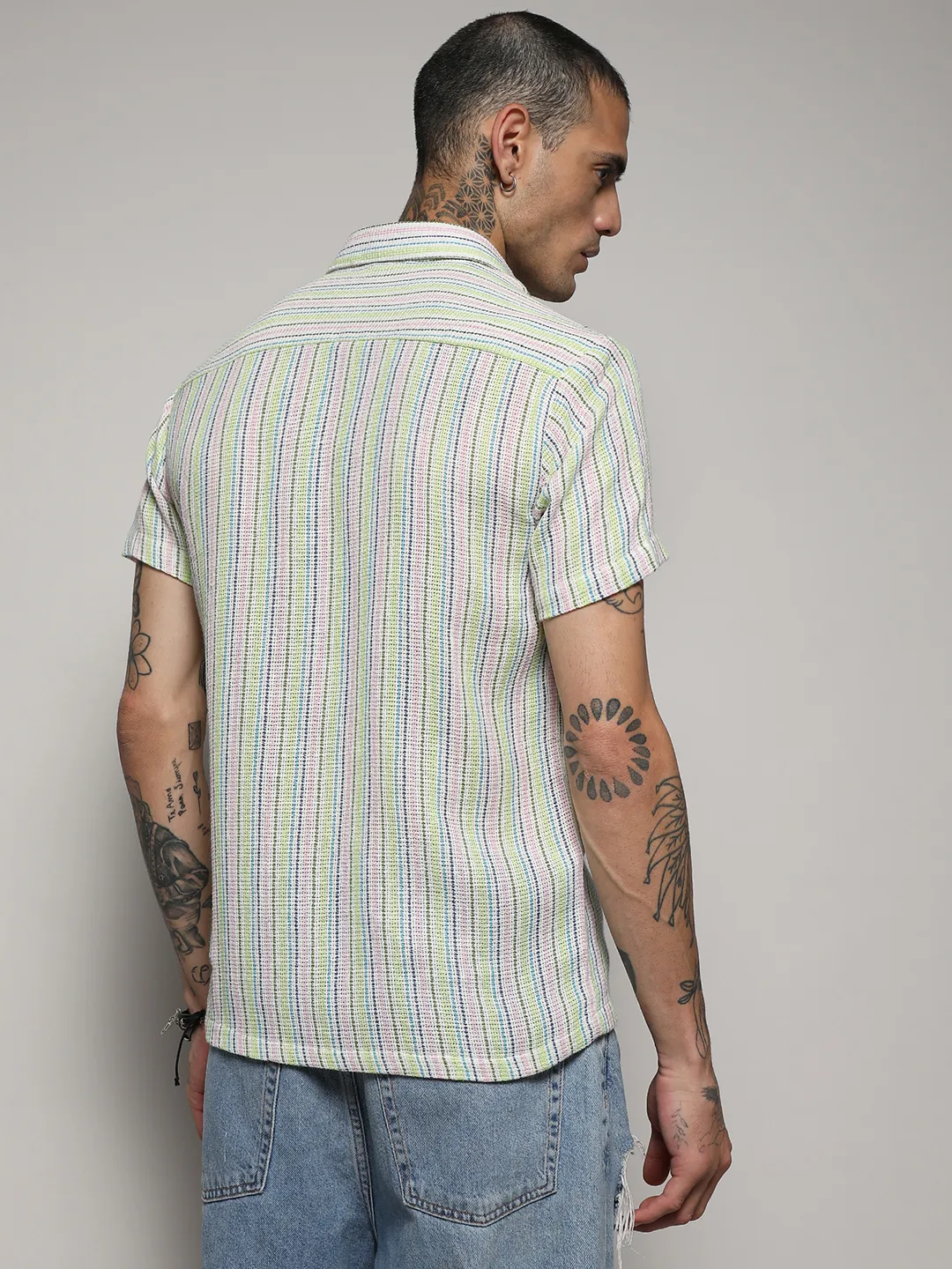 Unbalanced Striped Woven Shirt - Image 4