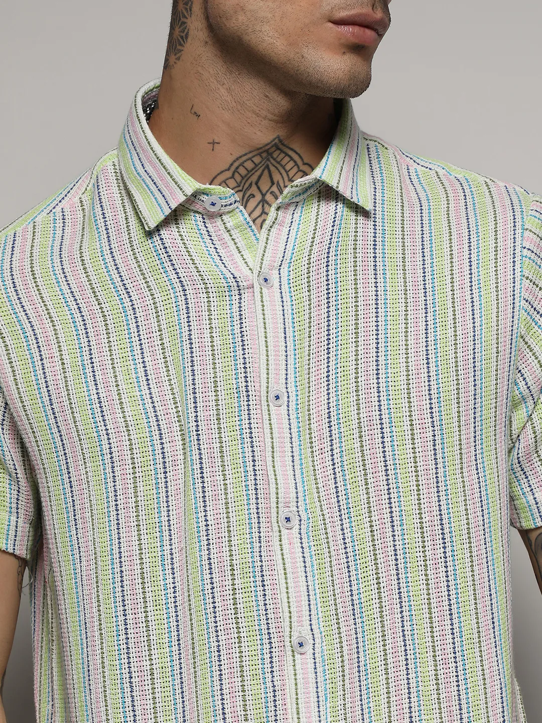Unbalanced Striped Woven Shirt - Image 7